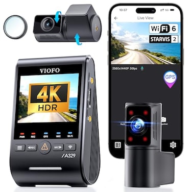 VIOFO A329S 4K 3 Channel Dash Cam 4K Front 2K Cabin Fisheye 210 2K Rear Power Saving Parking Mode WiFi 6 App Control AllChannel STARVIS 2 Sensors Supports up to 4TB SSD Storage