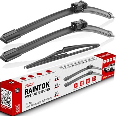 RAINTOK Windshield Wiper Blades Replacement for 20152023 Jeep Renegade Original Factory Quality Front Rear Wipers Blade Set for My Car 22 20 11 Pack of 3