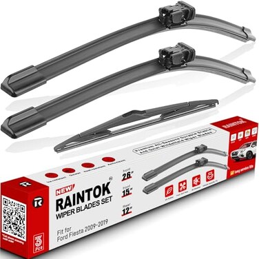 RAINTOK Windshield Wiper Blades Replacement for 20092019 Ford Fiesta Original Factory Quality Front Rear Wipers Blade Set for My Car 26 15 12 Pack of 3