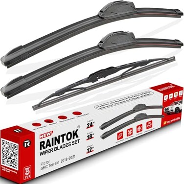 RAINTOK Windshield Wiper Blades Replacement for 2018 2019 2020 2021 GMC Terrain Original Factory Quality Front Rear Wipers Blade Set for My Car 24 18 12 Pack of 3