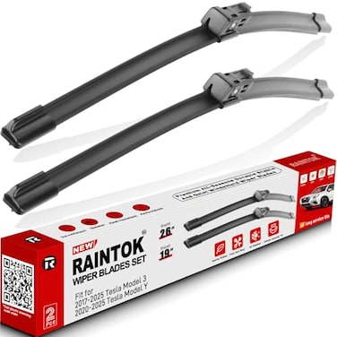 RAINTOK 26 19 Windshield Wiper Blades Replacement for 20172023 Tesla Model 3 2020 2021 2022 2023 Tesla Model Y Original Factory Quality Front Wipers Blade Set for My Car Pack of 2