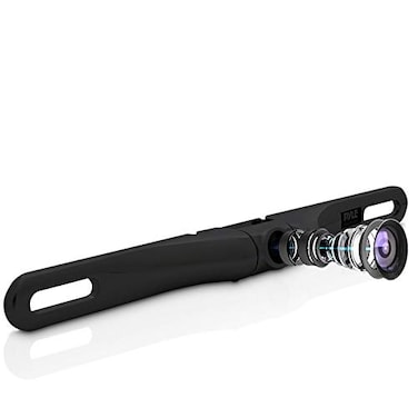Pyle License Plate Rear View Camera Builtin Distance Scale Lines Backup ParkingReverse Assist Waterproof Adjustable Slim Bar Cam w 420 TVL Resolution RCA Output Zinc Black Chrome PLCM18BC