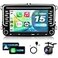 VECHTEL 4G64G Android 15 Car Stereo for VW SEAT Skoda Jetta Golf Polo Wireless Carplay Android Auto 7 Inch Touchscreen Radio with GPS WiFi Bluetooth FM 32 EQUSBTypeC Charging Backup Camera