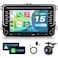 VECHTEL 4G64G Android 15 Car Stereo for VW SEAT Skoda Jetta Golf Polo Wireless Carplay Android Auto 7 Inch Touchscreen Radio with GPS WiFi Bluetooth FM 32 EQUSBTypeC Charging Backup Camera