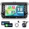 VECHTEL 4G64G Android 15 Car Stereo for VW SEAT Skoda Jetta Golf Polo Wireless Carplay Android Auto 7 Inch Touchscreen Radio with GPS WiFi Bluetooth FM 32 EQUSBTypeC Charging Backup Camera
