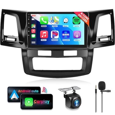 podofo 8 Core6G128G Car Radio Stereo for Toyota HILUX 20052014 Wireless Carplay Android Auto 9 Inch IPS Touchscreen with WiFi GPS BluetoothFMRDS 32EQ DSP HD Rear Camera