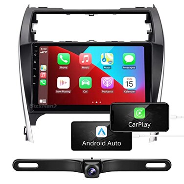 SizxNanv for Camry Android Radio Touch Screen Compatible with Carplay Android AutoCar Stereo Bluetooth Navigation Media Player GPS WiFi FMAM Rear Camera Head Unit for Toyota Camry 2012 2013 2014