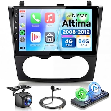 podofo 4G64G Car Radio for Nissan Altima 20082012 with Wireless CarPlay Android Auto9 NCH IPS Touch Screen Android 13 GPS WiFi Bluetooth DSP Audio HD Backup Camera Manual AC