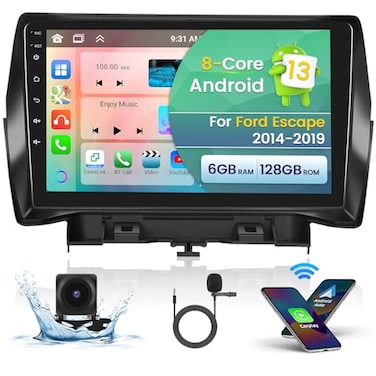 Roinvou 8 Cores 6128G Android Radio for Ford Escape 20142019 9 HD Touchscreen for Escape with CarPlay Android Auto 5GHz WiFi Bluetooth 50 32EQ 1280 720 GPS Navigation Backup Camera