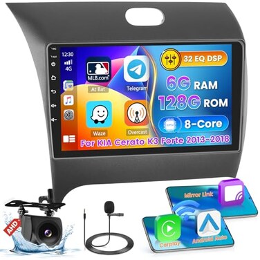 Roinvou 8 Core 6G128G for KIA Cerato K3 Forte 20132018 Android Radio with Wireless Carplay Android Auto 9 Inch IPS Touch Screen Car Stereo Bluetooth 50 32 EQ GPS WiFi 59UI SWC