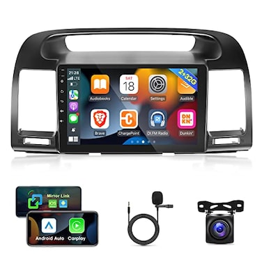 EKAT 2G32G Car Radio for Toyota Camry 2000 2001 2002 2003 2004 2005 2006 9 inch Android 11 Touch Screen Stereo CarplayAndroid AutoMirror Link1080PSWCBluetoothWiFi AHD Backup CameraMIC