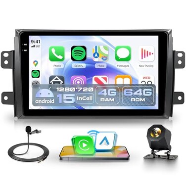 Rimoody 4G64G Car Stereo for Suzuki SX4 20062013 Android Car Stereo Car Radio Wireless CarPlay Android Auto GPS WiFi 9 Inch INCELL Screen Bluetooth FMRDS EQ Mirror Link AHD Backup Camera