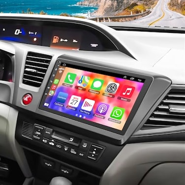 B4U 4G64G Car Radio for Honda Civic 20122015 with Wireless Carpaly Android Auto9 Inch IPS Touch Screen Car Stereo with GPS NavigationBluetooth 52FMBackup CameraWiFiSWCHiFi