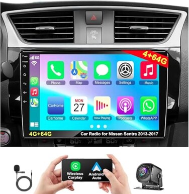 Adapter-Universe 4G RAM64G ROM Car Radio for Nissan Sentra 20132017 Android 130 101 Inch 5G WiFi Sentra Stereo Support CarplayAndroid AutoGPS Navigation with BluetoothBackup Camera 1080PSWCFM Radio