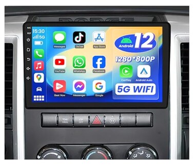 Jerqry 4Core64G ROM Car Radio Stereo for Dodge Ram 1500 2500 3500 20092012 10 Inch Touchscreen for Ram 1500 Radio Upgrade with Wireless CarPlay Android Auto 5G WiFi Bluetooth Backup Camera GPS Navi FM