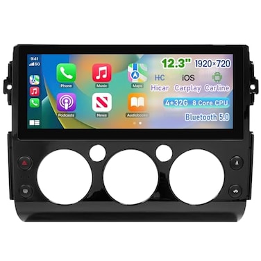 HPDELGB Replacement for Toyota FJ Cruiser Radio 20072022 123 Android Head Unit 432G Easy Install Wireless CarPlay Android Auto GPS Navigation Bluetooth FMAM Black