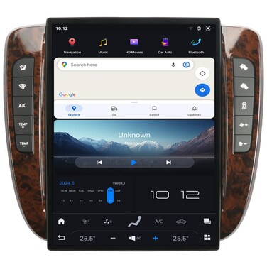 NAKEVICH 138 Inch Touch Screen Qualcomm Android Car Radio for GMC Yukon Tahoe Suburban Chevrolet Silverado 20072013 Trucks Stereo Upgrade Tesla Style Head Unit Multimedia Player GPS Navi Auto AC