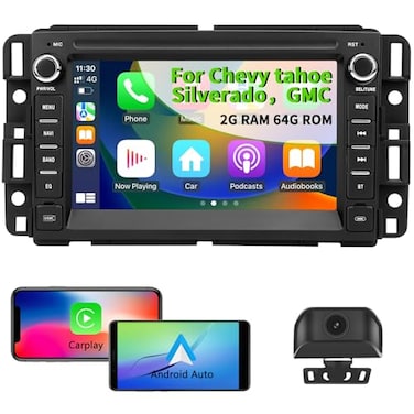 Gdienty Car Stereo Radio for Chevrolet Chevy Silverado Tahoe GMC Sierra Yukon Android 13 2G64G with CarPlay Android Auto Bluetooth WiFi GPS Navigation 7 Inch IPS Touch Screen Head Unit HD Backup Camer