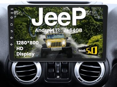 Jufodrca 4Core64G Car Radio Stereo for Jeep Wrangler JK 20072017 Upgrade 101 Inch 1280 800 HD Touch Screen Replacement with CarPlay Android Auto 5GWIFI Bluetooth 50 GPS