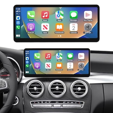 NINETOM 2026 Upgraded 123 UltraNarrow Touchscreen Wireless CarPlay Android Auto Receiver Compatible with MercedesBenz CGLCClass W205 20152018 for NTG 505152 System