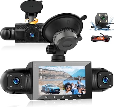Podofo 360 Dash Cam Front and Rear Inside4 Channel 3 IPS Touchscreen Dash Cam Front and Rear Inside Left Right41080P Dash Camera with 8 IR Night VisionLoop RecordingGSensor24 Hours Recording