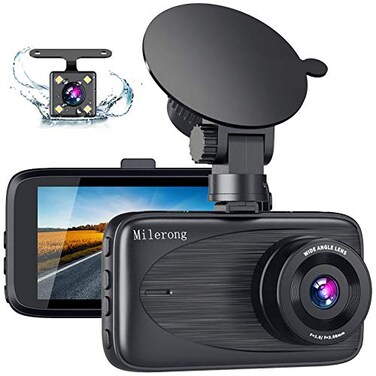 Milerong Dash Cam Front and Rear with Night Vision Mini 1080P FHD Dash Camera for Cars GSensor Loop Recording Parking Monitor Motion DetectionWDR