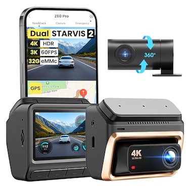 DDPAI 4K Dash Cam Front and Rear Dual STARVIS 2 IMX678 IMX662 Dashcam4K1080P HDR Car Camera With Bulitin 32G eMMC 3K60FPS4G LTE Support5G WiFi GPS 3 IPSNight Vision24H Parking ModeZ60 Pro