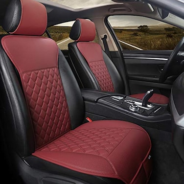 Black Panther 1 Pair Luxury Car Seat Covers Protectors Universal AntiSlip Driver Seat Cover with Partial Backrest Coverage Middle Part Only Diamond Pattern Compatible with 95 Cars Burgundy