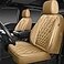 CAR PASS Piping Luxury PU Leather Two Front Car Seat Covers Waterproof Anti Slip Seat Covers Compatible with Front Seat ArmrestsUniversal Fit for SuvsVansTrucksAirbag CompatibleAll Beige
