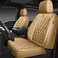 CAR PASS Piping Luxury PU Leather Two Front Car Seat Covers Waterproof Anti Slip Seat Covers Compatible with Front Seat ArmrestsUniversal Fit for SuvsVansTrucksAirbag CompatibleAll Beige