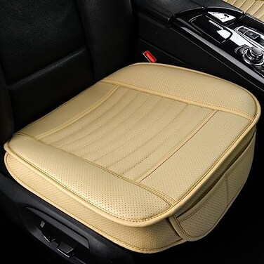 Sunny color 2pc Edge Wrapping Comfortable Car Front Seat Covers Seat Protectors AntiSlip Bottom Seat Cushion Covers for Auto with PU LeatherBeige