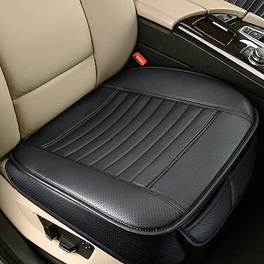 Sunny color 2pc Edge Wrapping Comfortable Car Front Seat Covers Seat Protectors AntiSlip Bottom Seat Cushion Covers for Auto with PU LeatherBlack