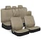 BDK PolyPro Car Seat Covers Full Set in Solid Beige Front and Rear Split Bench Seat Covers for Cars Easy to Install Car Seats Cover Set and Accessories for Auto Trucks Van SUV Solid Beige