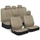 BDK PolyPro Car Seat Covers Full Set in Solid Beige Front and Rear Split Bench Seat Covers for Cars Easy to Install Car Seats Cover Set and Accessories for Auto Trucks Van SUV Solid Beige