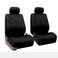 FH Group Front Set Faux Leather Car Seat Covers for Low Back Seat with Removable Headrest Universal Fit Airbag Compatible Seat Cover for SUV Van Black