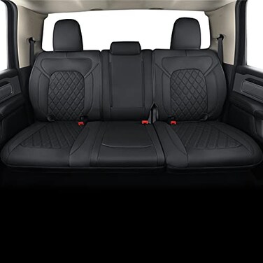 FEELiT Fit Ram 1500 2019 2020 2021 2022 2023 2024 2025 2026 Crew Cab Back Bench Seat Covers Waterproof Custom Fit Ram 46 Split Rear Flat Seats with Unremovable Middle Headrest 01Rear