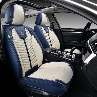FLORICH Front Seat Covers Leather Seat Covers Universal Car Seat Covers 2PCS Waterproof Car Seat Protector Driver Seat Cover Accessories for Trucks SUV SedansBlueWhite
