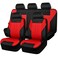 CAR PASS Car Seat Covers Full Sets Front Split Rear Bench for Car 3D Tyre Embossed Automotive Interior Covers Airbag Compatible Quick Setup Universal Fit Seat Covers for Car SUVBlack Red