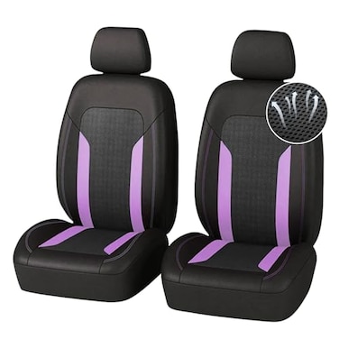 carleef 4PCS Cooling Car Seat CoversBreathable Front Seat Covers with Mesh Construction and Foam PaddingCar Seat Protector to Reduce Back SweatingUniversal Car Interior for Car SUV Purple