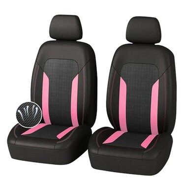 carleef 4PCS Cooling Car Seat CoversBreathable Front Seat Covers with Mesh Construction and Foam PaddingCar Seat Protector to Reduce Back SweatingUniversal Car Interior for Car SUV Pink