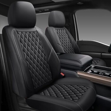 GEEYONTEK Premium Leather Car Seat Covers Full SetUniversal Fit for CarsTrucksSUVsWaterproof Car Seat CushionFull Coverage Car Seat Protector with 5 SeatsBlack