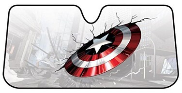 Plasticolor 003756R01 Captain America Marvel Broken Shield Accordion Bubble Sunshade