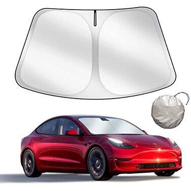 Chirano Upgraded Sunshade Improved UV Protection Fabric Foldable Front Sun Shade Custom Accessories for Tesla Model 3YY Juniper 2016 to 2026