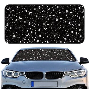 Woanger Windshield Sun Shade Foldable Car Front Window Covers for Car Accessories Sun Heat UV Rays Visor Protector Protection for Universal Cars SUV TruckNight