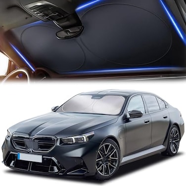 Autovir Car Windshield Sun Shade 280T Reflective Front Window Sun Blocker Heat Shield Automotive Sun Protection Privacy Curtains Foldable with Storage Bag Car Accessories Fits Coupe Hatchback