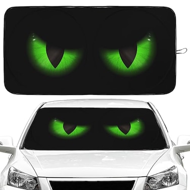 Gayruaicjz Green Eyes Car Windshield Sun Shade Foldable Sunshade Front Window Cover Sun Visor Protector Accessories 59x275 inches