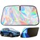GWUSKDT Foldable Windshield Sunshade Iridescent Heat Shield with Reflective Polyester Fabric UV Protection Car Sun Shade with Memory Steel Frame Keeps Interior Cool Protects Dashboard 58 x 31 in