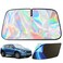 GWUSKDT Foldable Windshield Sunshade Iridescent Heat Shield with Reflective Polyester Fabric UV Protection Car Sun Shade with Memory Steel Frame Keeps Interior Cool Protects Dashboard 58 x 31 in