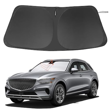LHFLIVE Windshield Sun Shade Custom Fit for 2022 2023 2024 2025 2026 Genesis GV70 Accessories Foldable Sunshade Sun Blocker Protect Car from Sun Rays Heat Damage Keep Car Cooler