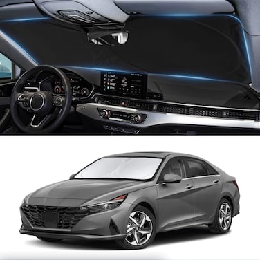 INSAUTO Custom Fit Sunshade for Elantra Windshield Sun Shade for 20212024 2025 2026 Hyundai Elantra Accessories Heat Insulation and Cooling Front Window Cover for Windshield for Elantra Interior Prote